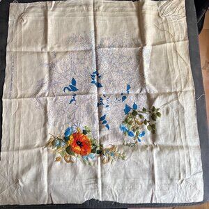 Vintage 1977 National Paragon Corp. Embroidery Kit Fabric With Colorful Floral D